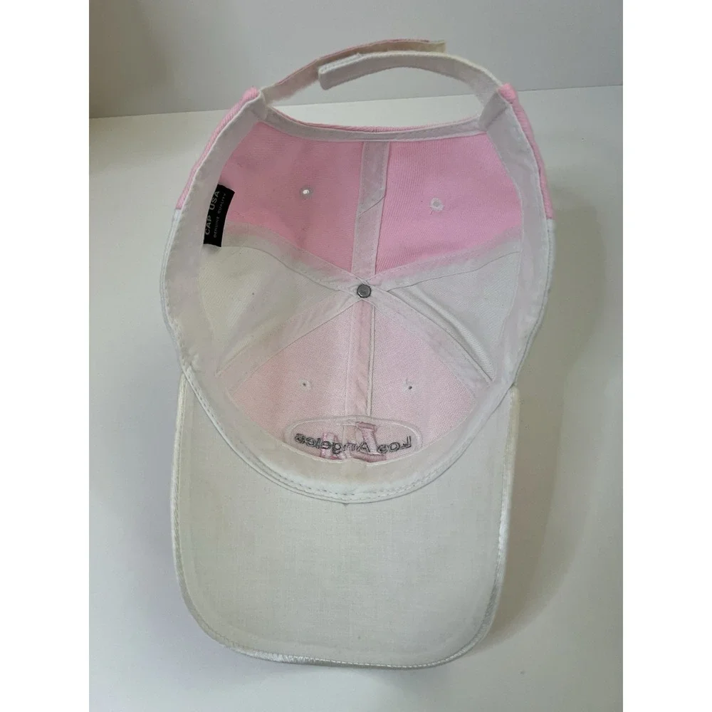 Los Angeles Hat Cap USA Pink White California LA Adjustable Strap Baseball Cap